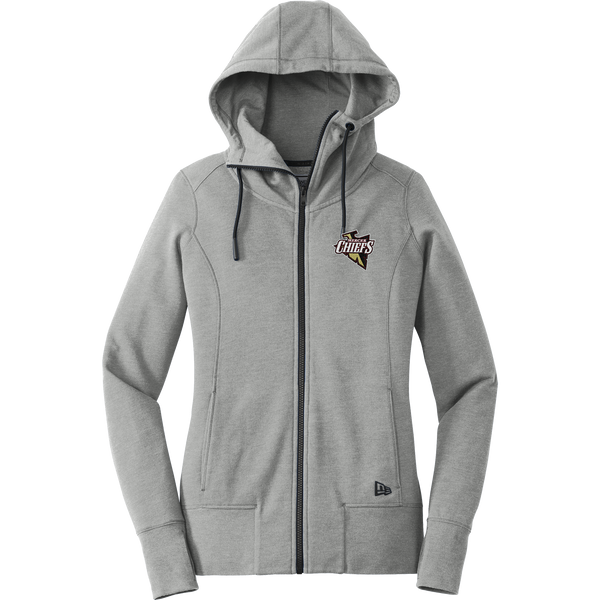 Mercer Chiefs New Era Ladies Tri-Blend Fleece Full-Zip Hoodie