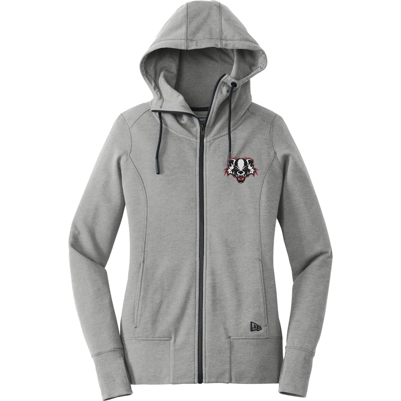 Scary Badgers New Era Ladies Tri-Blend Fleece Full-Zip Hoodie