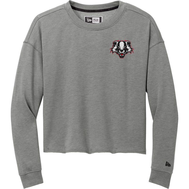 Scary Badgers New Era Ladies Tri-Blend Fleece Crop Crew