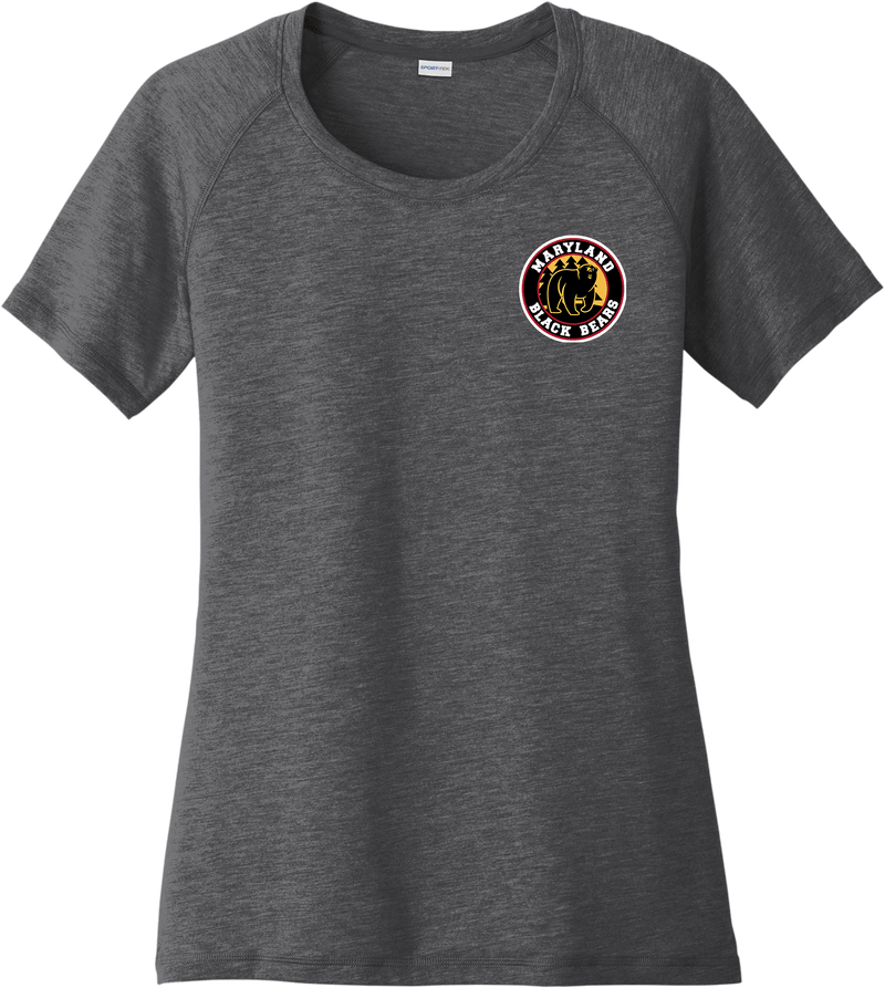 Maryland Black Bears Ladies PosiCharge Tri-Blend Wicking Scoop Neck Raglan Tee