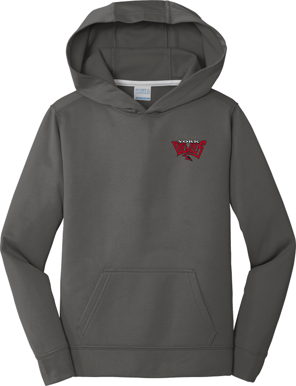 York Devils Youth Performance Fleece Pullover Hooded Sweatshirt