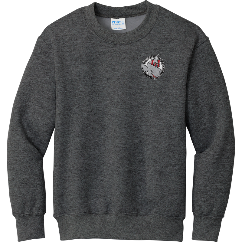 CT Whalers Tier 2 Youth Core Fleece Crewneck Sweatshirt